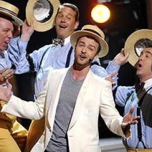 The Perfect Gentlemen perform with Justin Timberlake in the production number 