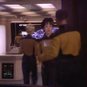 Star Trek The Next Generation Episode Journeys End  Lena Banks middle  back turned to camera