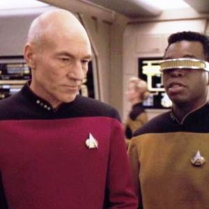 Star Trek: The Next Generation 5th Season Episode Hero Worship - Patrick Stewart and LaVar Burton in foreground