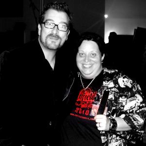 Paul Damon with Poison Apple Films Vice President Melissa Nichols at the wrap party for movie Vampire Diaries Renfield the Undead