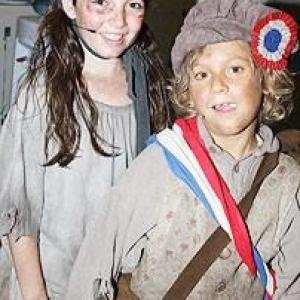 Maddie Levy (Young Cosette) and Sage Ryan (Gavroche) in Les Miserables at the Hollywood Bowl (summer, 2008)