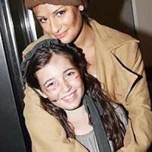 Maddie Levy as Young Cosette with Lea Michele as Epione in Les Miserables at the Hollywood Bowl 2008