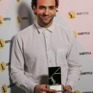 Marwan Kenzari winning the Angela Award at Kilkenny Film Festival 2013