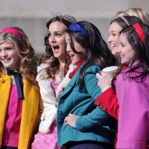 Kylie in a scene with the Constance Girls on Gossip Girl with Leighton Meester and Elena Kampouris.