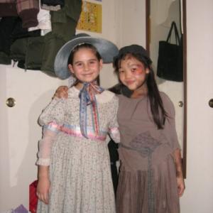 Kylie as Little Cosette (Carly Rose Sonenclar as little Eponine) in the Broadway Revival of Les Miserables at the Broadhurst Theater.