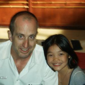 Kylie with director James McTeigue on the set of Ninja Assassin