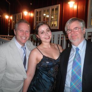 The reopening of the Bucks County Playhouse. John Augustine, JaQuinley Kerr, and Christopher Durang