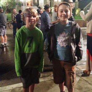 Van with Benjamin Stockham on set for About a Boy