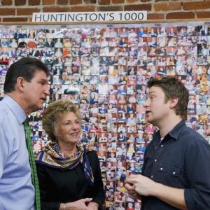 Still of Jamie Oliver Joe Manchin III and Gayle Conelly Manchin in Food Revolution 2010