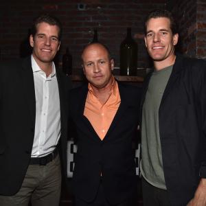 Mike Judge Tyler Winklevoss and Cameron Winklevoss at event of Silicon Valley 2014