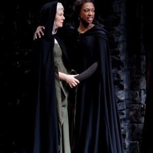 LR Robynn Rodriguez and Rachael Holmes in Shakespeare Theater Companys production of Richard II