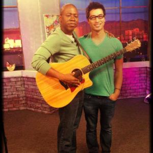 Will Edwards swapped his glasses for musical guest Daniel Parks guitar after he performed on The Will Edwards Show