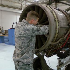 I am performing what's called a midspan inspection on the engine of an F-16 using an electronic testing method called EDDY-CURRENT.