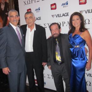 Paul Lillios with Actors Yorgo Voyagis and Jesse Wilde and ActressExecutive Producer Sandra Staggs at the Without Borders Premiere October 18 2010