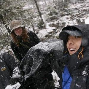 Filming in the snow
