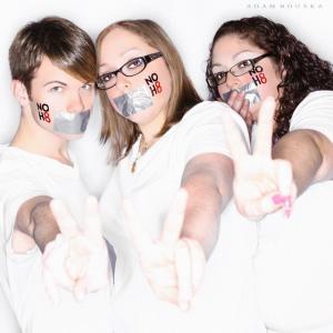 Joshua with Lisa and Jamie Becker supporting the NOH8 Campaign