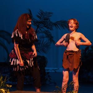 Jen English as Kala and Austin Bickel as Young Tarzan in Tarzan the Musical