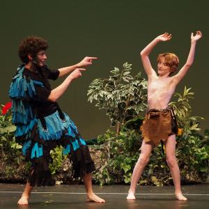 Chris Pumford as Terk and Austin Bickel as Young Tarzan in Tarzan the Musical