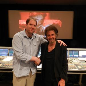 A happy Al Pacino and Michael Archacki after the final day of mixing at Wild Fire Post.