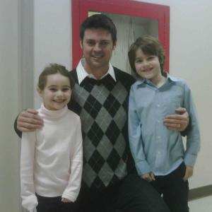Jake and Tess Goodman and Karl Urban on the set of Red, January 2010.