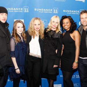 LR Actors Chris Coy Kay Panabaker Juno Temple Kate Bosworth Lauren Pennington and JR Bourne attend the Little Birds Premiere at the Library Center Theatre during the 2011 Sundance Film Festival on January 23 2011 in Park City Utah