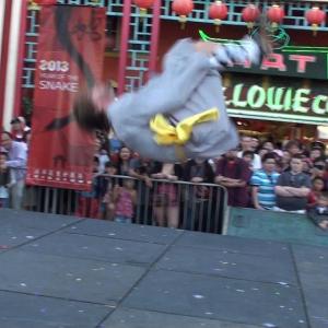 Bryan doing a backflip for a performance