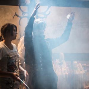 Director Jonathan Martin blocks a scene with his CoDirector sister Rebecca Martin on Kiss the Devil in the Dark 2013