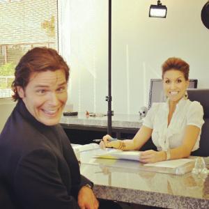 Oliver Gruber and Cecile Cubilo on the set of SERIOUSLY?!