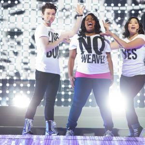 Still of Chris Colfer Jenna Ushkowitz and Amber Riley in Glee The 3D Concert Movie 2011