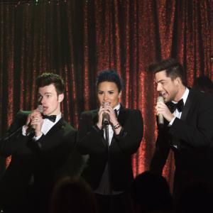 Still of Demi Lovato Adam Lambert and Chris Colfer in Glee 2009