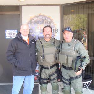 SWAT Team Leader Liam Ferguson with Tv Pilot Washington Field CreatorsWriters Jim Clemente L and Tim Clemente R