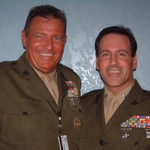 Liam Ferguson USMC Lt Colonel With Fellow Actor Michael Ahl USMC General on SALT MovieSet