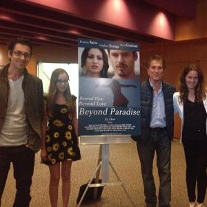 Zoya Skya with the film director JJ Alani and cast Max Amini and Olivia Zalevsky at Beyond Paradise movie screening