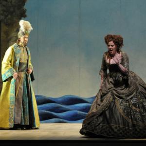 David Steiger left as Pasha Selim with Soprano Erin Wall in the the Lyric Opera of Chicagos production of Mozarts The Abduction from the Seraglio