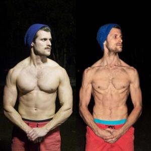 Still of Joel Hogans body transformation for Travis Jenkins