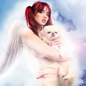 This is Veronica as a dog angel in Europe