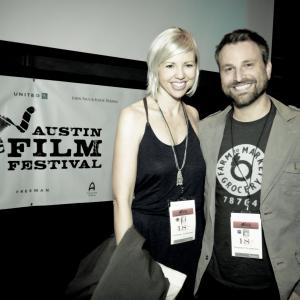 Brandon Dickerson w/ his wife at the Austin Film Festival SIRONIA premiere