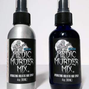 Medic Murder Mix now comes in two different 4 oz size bottles to fit your needs Cobalt blue glass and brushed aluminum For questions and ordering contact Kris at wwwmedicmurdermixcom See resume for additional contact and product description