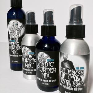 Medic Murder Mix comes in 8 oz plastic bottles 4 oz cobalt blue and brushed aluminum For questions and ordering contact Kris at wwwmedicmurdermixcom See resume for additional contact and product description