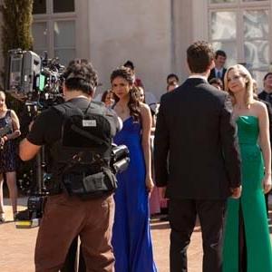 Behind the Scenes shot The Vampire Diaries Nina Dobrev Justin Price Candice Accola