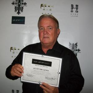 Don Burnett Accepting the WHIFF Award For It's In The Genes At The Hollywood Roosevelt Hotel