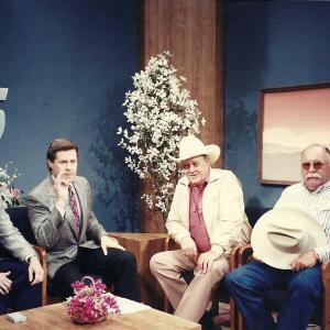 Academy Award winner Ben Johnson, Wilford Brimley, Ben McCain and Butch McCain on the set of Good Morning Oklahoma.