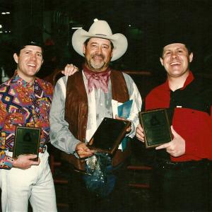 Butch McCain Barry Corbin and Ben McCain at the Lazy E Arena in Oklahoma City