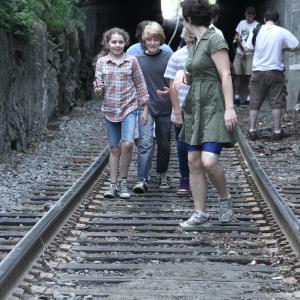 Rachel Resheff on the set of Tick Tock Time Emporium with Director Morgan Faust and The Boys June 2010