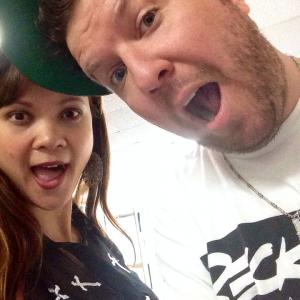 Kimberly Pal and Nick Swardson working on the film 