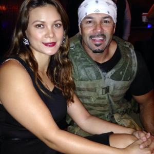 Kimberly Pal and WrestlerActor Chavo Guerrero Jr on set of the film Vigilante Diaries
