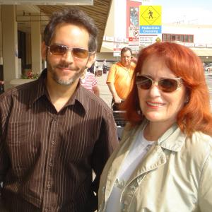 Lance Brittan and Joanna M Champlin arriving in Los Angeles for a recording session