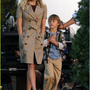 On set of This Means War Reese Witherspoon and John Paul Ruttan