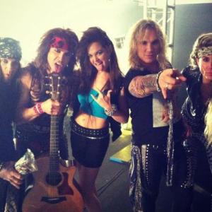 On set with Steel Panther Rock of Ages film