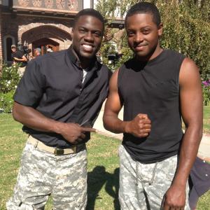 Kevin Hart and Patrick J. Nicolas on the set of The Wedding Ringer.